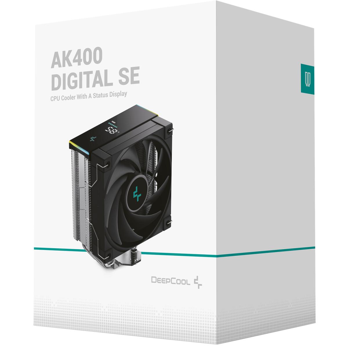 DeepCool AK400 Digital SE 1850 RPM PWM CPU Air Cooler 4 Heatpipes Chip Cooling Heatsink w\/ w\/ ARGB LED Strip & Digital Screen Displays, Black