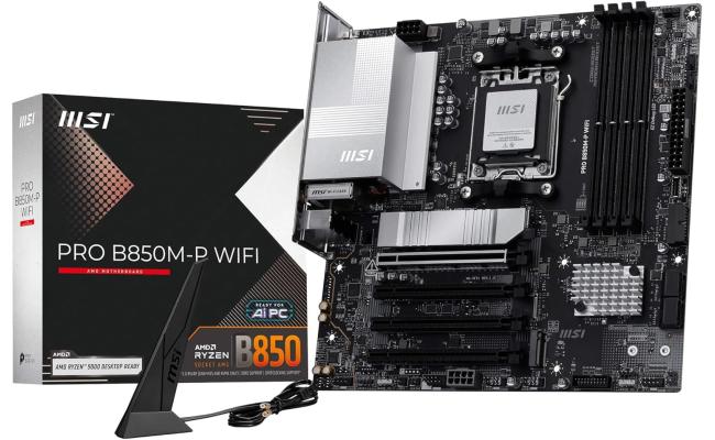 MSI PRO B850M-P WiFi 7 Micro ATX Supports AMD Ryzen 9000/8000 /7000 Processors, AM5 - DDR5 Memory Boost (8200+ MT/s OC), PCIe 5.0 x16 & 4.0 x16, M.2 Gen5, Wi-Fi 7, 5G LAN