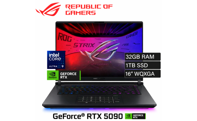 ASUS ROG Strix SCAR 16 (2025) G635 NEW Intel Core Ultra 9 Gen II 275HX 24-Cores w/ NVIDIA RTX™ 5090 24GB DDR7 & ROG Nebula IPS 2.5K 240Hz Display , Off Black
