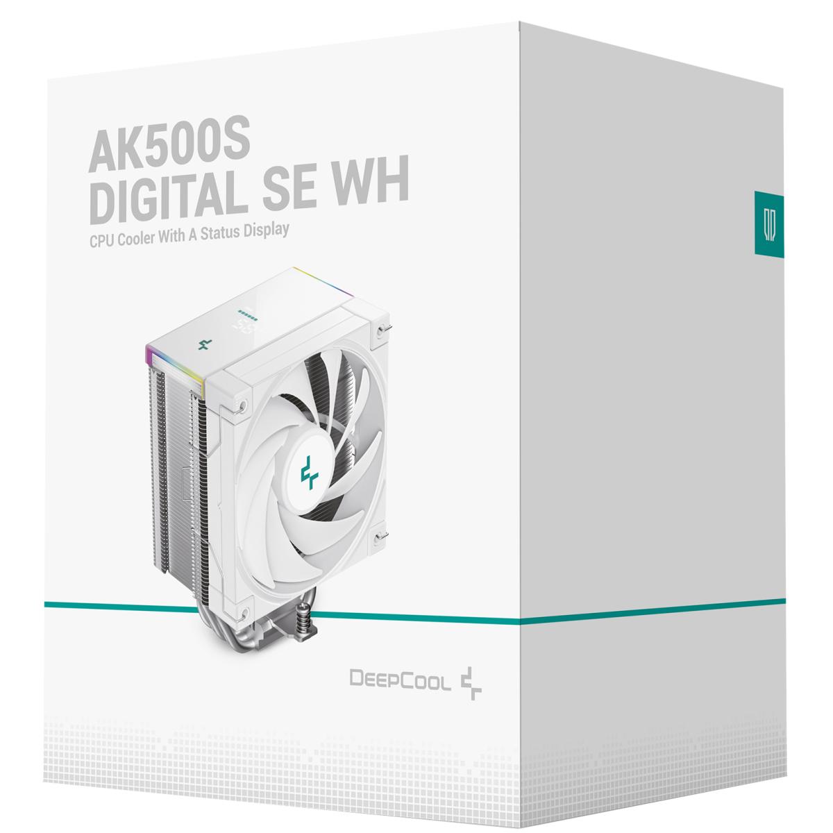 DeepCool AK500s Digital SE CPU Cooler 240w TDP Giant Heatsink 90mm Thickness 5 Copper Heat Pipes BBH 120mm PWM Fan w\/Status Display Screen For AMD & Intel, White