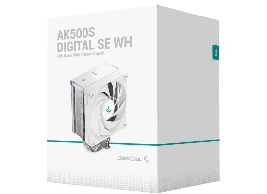 DeepCool AK500s Digital SE CPU Cooler 240w TDP Giant Heatsink 90mm Thickness 5 Copper Heat Pipes BBH 120mm PWM Fan w/Status Display Screen For AMD & Intel , White