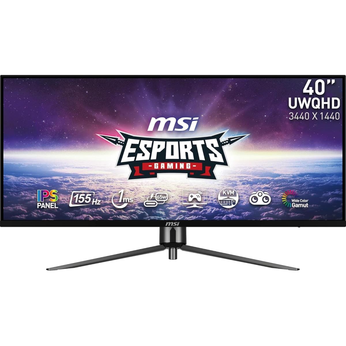 MSI MAG 401QR 40" Ultra Wide UWQHD 4K IPS,155Hz Refresh Rate, 1ms, AdaptiveSync, DisplayHDR 400,Type-C 65W, KVM Technology, Black