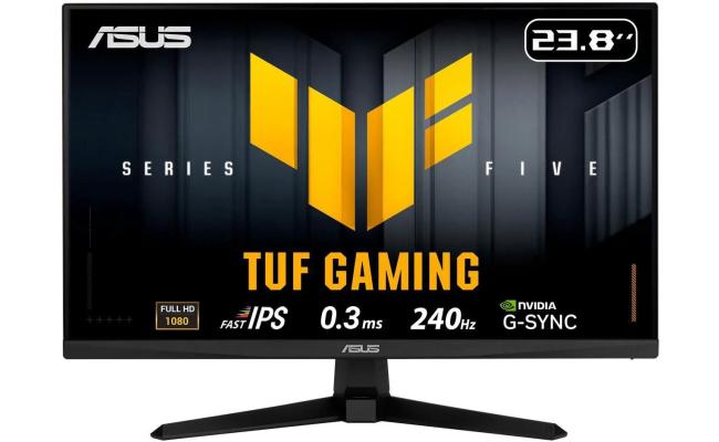 ASUS TUF VG249QM5A Gaming A.I 24" Fast IPS Full HD 240Hz 0.3 ms HDR10 99% sRGB G-Sync Compatible w/ Speakers & 2x HDMI & Display Port , Black