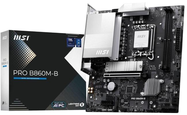 MSI PRO B860M-B mATX - Supports Intel Core Ultra Processors (Series 2), LGA 1851 - Direct 6 Phases, DDR5 Memory Boost (9066+ MT/s OC), PCIe 5.0 x16, M.2 Gen5, 5G LAN