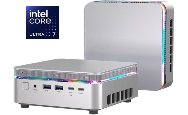 ACEMAGIC F3M (2025) Mini AI PC Barebone Intel Core Ultra 7 155H 16-Cores High-Performance Processor w/ Supporting up to 3 Displays & 2 Lan  , Silver