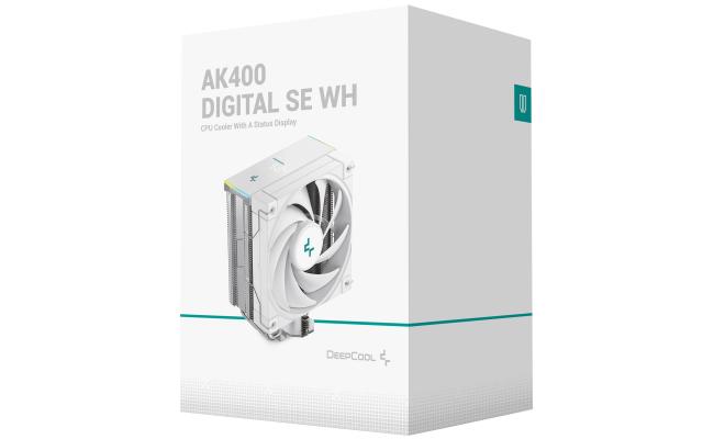 DeepCool AK400 Digital SE 1850 RPM PWM CPU Air Cooler 4 Heatpipes Chip Cooling Heatsink w/ w/ ARGB LED Strip & Digital Screen Displays , White