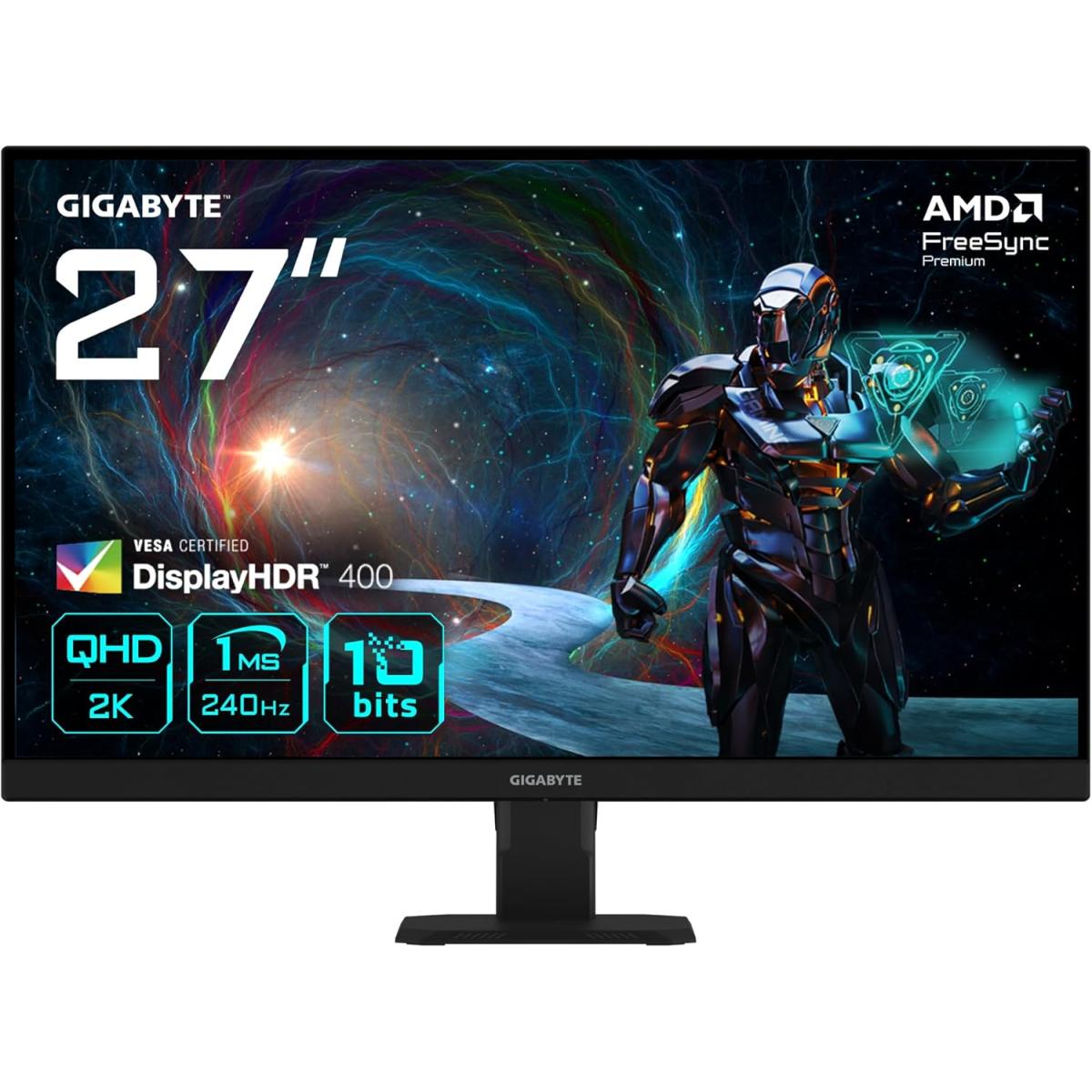 GIGABYTE GS27QXA SS IPS 27" 2K 240Hz Gaming Monitor 1ms DisplayHDR 400 128% sRGB AMD FreeSync Premium Low Blue Light w\/ Display Port & HDMI, Black