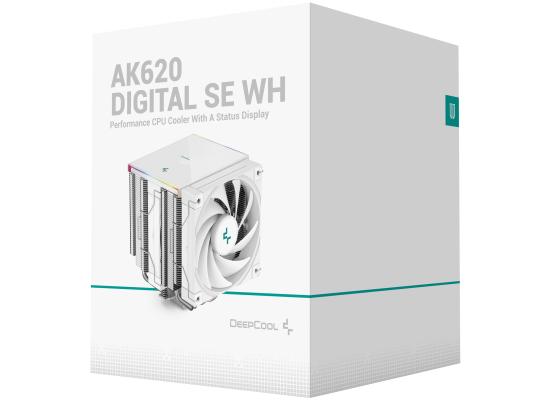 DeepCool AK620 Digital SE CPU Air Cooler Mighty 260w TDP 6 Copper Heat Pipes Dual-Tower CPU Cooler w/ ARGB LED Strip & Digital Screen Displays , White
