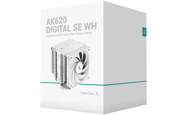 DeepCool AK620 Digital SE CPU Air Cooler Mighty 260w TDP 6 Copper Heat Pipes Dual-Tower CPU Cooler w/ ARGB LED Strip & Digital Screen Displays , White