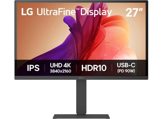 LG 27U730A-B UltraFine Monitor, 27" IPS , 4K UHD , HDR10 , Super Resolution+, Dynamic Action Sync, USB Type-C (90W Power Delivery) , Speakers , Adjustable Stand , Black