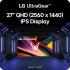 LG UltraGear G6 27G640A 27" IPS 2K 300Hz 1ms DisplayHDR 400 & 95% DCI-P3 NVIDIA® G-SYNC® Compatible Adjustable Stand w/ HDMI 2.1, USB C & Speakers - Black