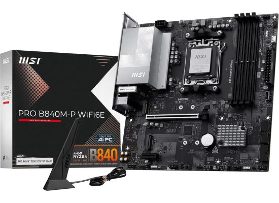 MSI PRO B840M-P WiFi 6E AM5 ATX AMD B840 Chipset, 2x DDR5 UDIMM Slots, Up to 128GB Max Memory, PCIe x16 Slot, 2x M.2 Slots, WiFi & BT Connectivity product thumbnail 2