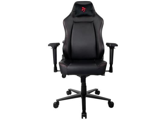 Arozzi Primo Premium PU Leather Gaming Chair Office Chair with Recliner Swivel Tilt Rocker Adjustable Height 4D Armrests Neck Pillow and Built-in Lumbar Adjustment - Black with Red Accents