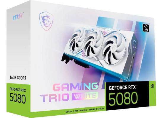 MSI TRIO Gaming GeForce RTX 5080 16GB GDDR7 OC Edition PCI Express 5.0 Graphics Card , White
