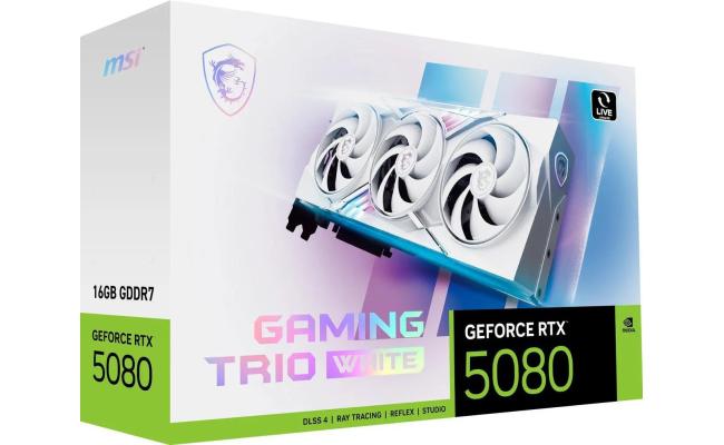 MSI TRIO Gaming GeForce RTX 5080 16GB GDDR7 OC Edition PCI Express 5.0 Graphics Card , White