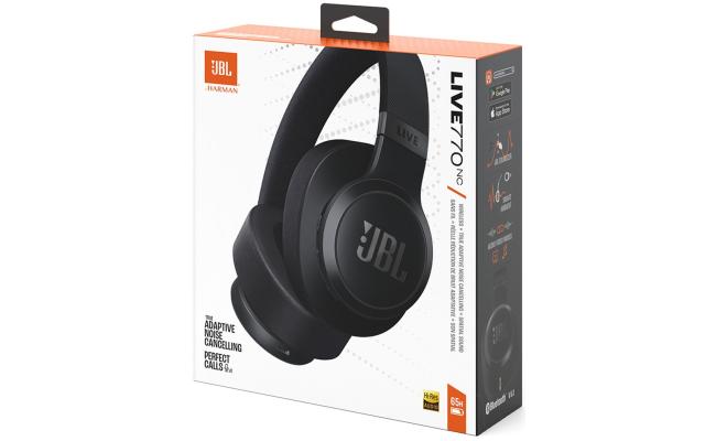 JBL Live 770NC - Wireless Over-Ear Headphones with True Adaptive Noise Cancelling with Smart Ambient, Up to 65 Hours of Battery Life, Comfort-fit Fabric Headband & Carrying Pouch (Black)