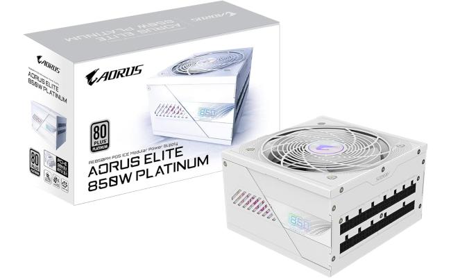 GIGABYTE AORUS ELITE P850W 850W 80+ Platinum Modular PCIe 5.0 Power Supply, Intel Form Factor ATX 12V v3.0, 850W Capacity, 120mm FDB Fan, 60-50 Hz Input Frequency, Ice