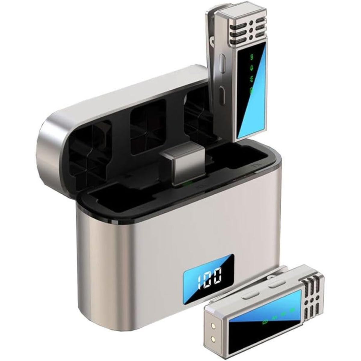 Jmary MW-15 Dual Lavalier Microphone Type-C Suitable for Tablet, Laptop, Mobile Smartphone | Plug Play Mic | Charging Case | 48Hours Battery | For Video Recording Interview Youtube Vlogging |20m Range