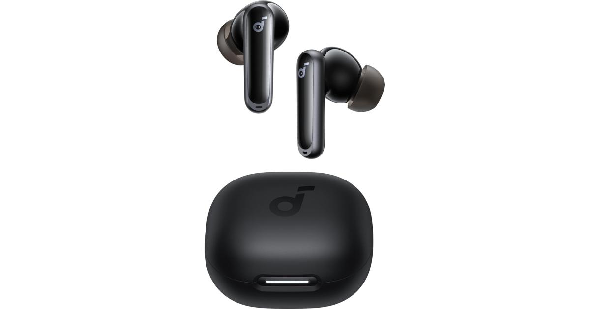 سماعات Anker Soundcore P40i Bluetooth , 11mm Drivers, Adaptive ANC, 6 Mics, AI Clear Calls, Wireless Charging Compatible, BT5.3, IPX5 Water-Resistant, up to 60H Playtime, Built-In Phone Stand - Black