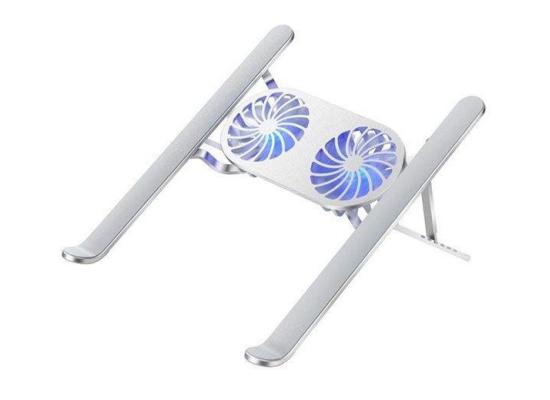 WIWU S400 Pro Foldable Adjustable Laptop Stand with Dual Fan Light 5W 3000RPM - Silver product thumbnail 2