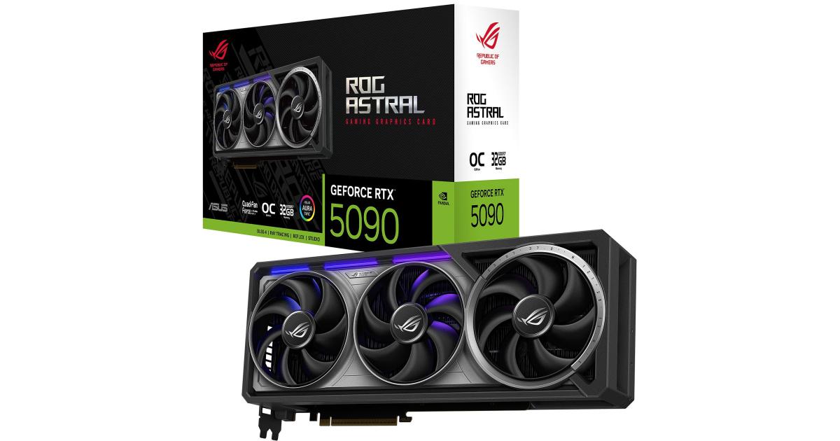كرت شاشة ASUS ROG Astral GeForce RTX 5090 OC Edition , 32GB GDDR7 512-Bit Memory, 2580 MHz Boost Clock, 21760 CUDA Cores, PCI Express 5.0