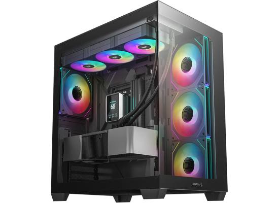 DeepCool CG530 4F Panoramic ATX Mid-Tower Case 4x Pre Installed Fans Dual Chamber, Support Back Connectors & Up to 2x 360mm +280mm Radiators, Front 2x USB3.0 , Black
