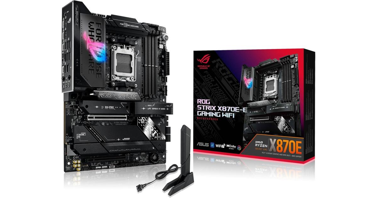 ASUS ROG STRIX X870E-E GAMING WIFI 7 DDR5 AMD AM5 معالجات الذكاء الاصطناعي، ذاكرة وصول عشوائي تصل إلى 256 جيجابايت EXPO، رفع تردد التشغيل AI، 2xUSB4 منافذ، Gen 5 PCIe