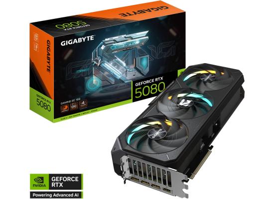 GIGABYTE GeForce RTX 5080 Gaming OC 16GB GDDR7 256-Bit Memory, 2730 MHz Core Clock, 30 Gbps Memory Clock, PCI Express 5.0, Black