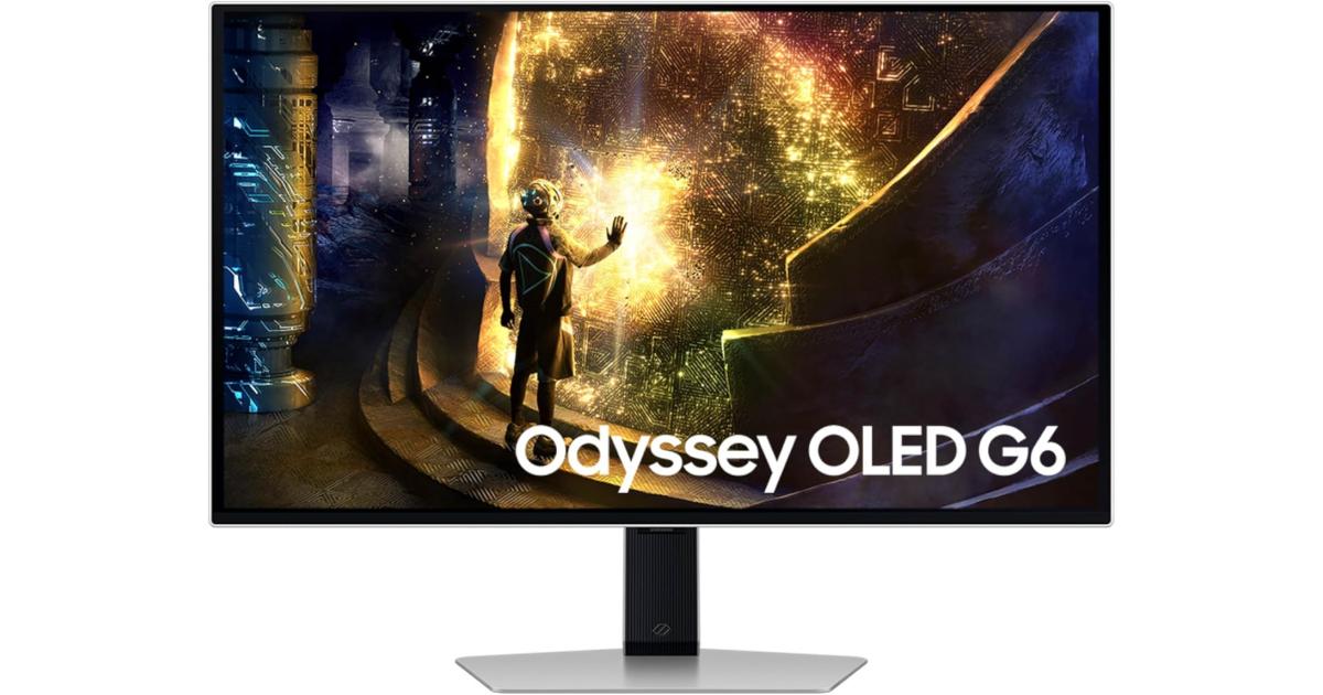 SAMSUNG Odyssey G6 (G61SD) شاشة 27 بوصة OLED 2K QHD 240 هرتز 0.03 مللي ثانية HDR10 G-Sync متوافق مع HDMI 2.1 معدني أملس مضاد للتوهج مع حامل قابل للتعديل
