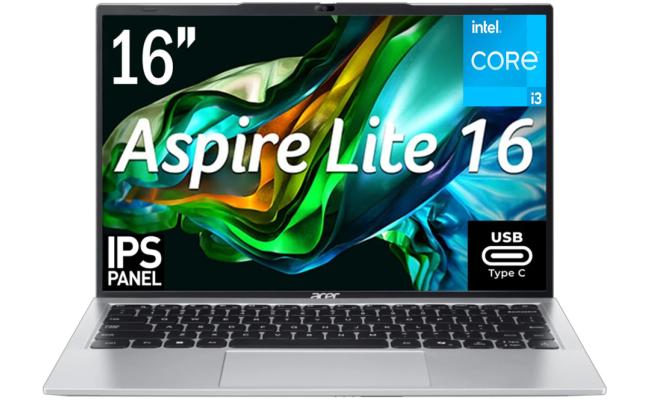 Acer Aspire Lite 16 AL16-52P (2023) NEW 13th Gen Intel Core i3 5-Cores Slim Design w/ DDR5 Memory & 16" IPS Full HD+ Display & USB C Charging & BIG Battery - Silver
