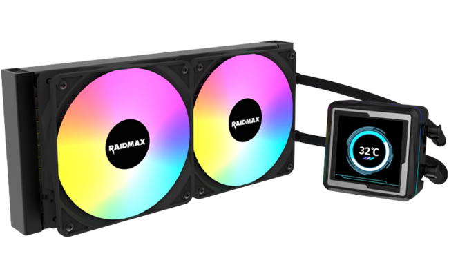 Raidmax LM240 ARGB LCD AIO Water Cooling System 240mm ARGB 2.73" IPS Animation LCD Display Compatible with Intel & AMD CPU Socket . Black