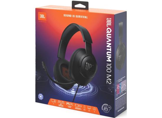 JBL Quantum 100M2 Wired Gaming Headphones, 40mm Dynamic Drivers, Detachable Boom, Directional Microphone Pick-Up Pattern, Fabric-Covered Memory Foam Ear Cushions, 1.2m Cable, Black