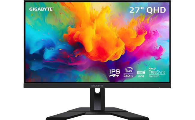 GIGABYTE M27Q X SS IPS 27" 2K 240Hz KVM Gaming Monitor 1ms Response Time, 92% DCI-P3, 1x Display Port 1.4, 2x HDMI 2.0, 2x USB 3.0, 1x USB Type-C w/ Speakers , Black