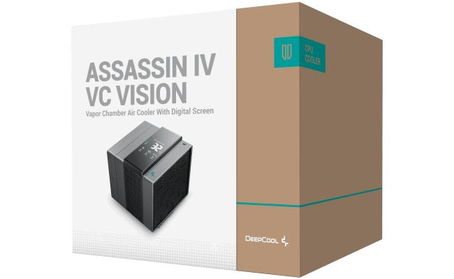 DeepCool Assassin IV VC VISION Flagship Air Cooler Digital Display 7 Heat Pipes Dual-Tower 1800RPM 140/120mm FDB Fans PWM 100% 300w TDP For Intel & AMD , Black