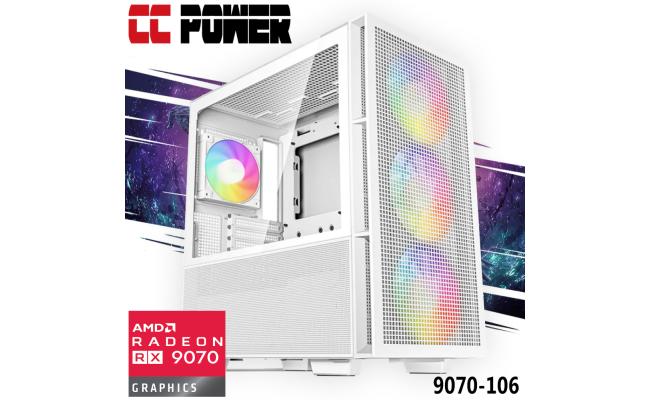 CC Power 9070-106 Gaming PC NEW Intel Core Ultra 5 K-Series 14-Cores w/ AMD Radeon 9070 16GB DDR6 & Liquid Cooler