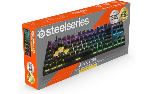 SteelSeries Apex 9 TKL - Mechanical Gaming Keyboard - Optical Switches - 2-Point Actuation - Keyless Compact Size - Removable Switches - US Layout (QWERTY)