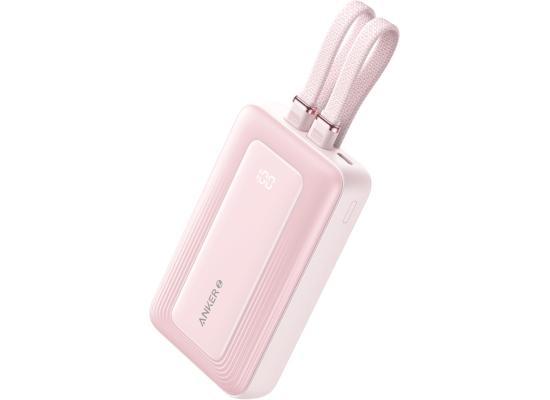Anker Zolo Power Bank, 10,000mAh 30W Max Fast Portable Charger with Built-in USB-C and MFi Certified Lightning Cables, USB-C&A, Battery Pack for iPhone 16/15 Series, MacBook, Galaxy - Pink product thumbnail 2