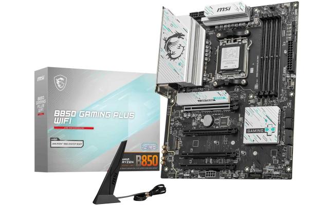 MSI B850 Gaming Plus WiFi AM5 ATX AMD B850 Chipset, 4x DDR5 UDIMM Slots, Up to 256GB Max Memory, 4x PCIe x16 Slots, 3x M.2 Slots, WiFi & BT Connectivity