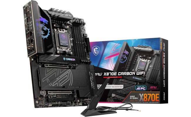 MSI MPG X870E Carbon Wi-Fi AM5 ATX AMD X870E Chipset DDR5 4x M.2 Slots, 3x PCI-E x16 Slots, Wi-Fi 7 & BT5.4 Connectivty, Black