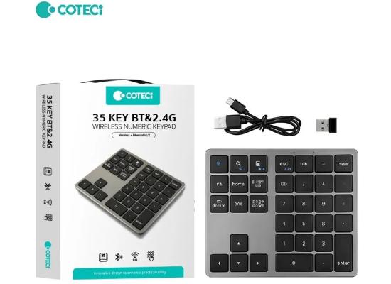 COTECi Numeric Keypad, 35-Keys Portable Wireless & Bluetooth Numeric Keypad Rechargeable Ultra-Silent External Numeric Pad for MacBook and Windows Laptop - Black product thumbnail 2