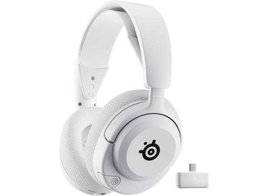 SteelSeries Arctis Nova 5 Wireless Headphones, 40mm Neodymium Drivers, ClearCast Gen 2.x, Retractable Boom, 360° Spatial Audio, Quick-Switch Wireless, White