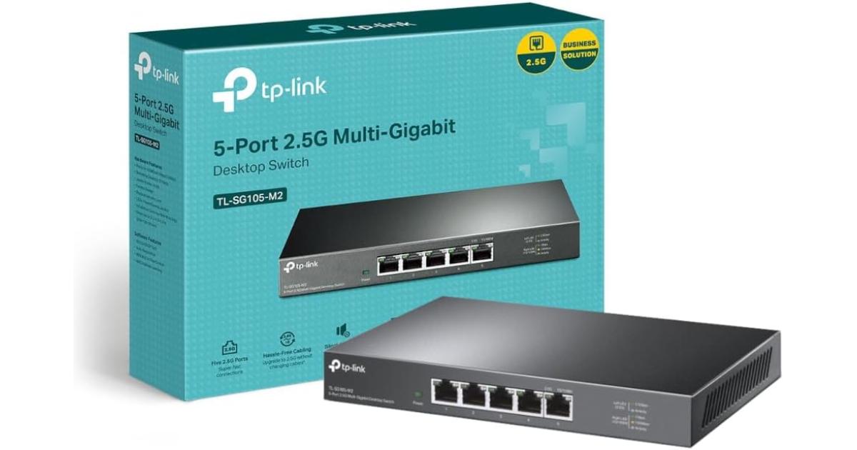 TP-Link TL-SG105 محول سطح المكتب غير مُدار 5 منافذ 2.5 جيجا بايت متعدد جيجابت، تحكم في التدفق 802.3X، جودة الخدمة 802.1p/DSCP، مثالي للمكاتب الصغيرة والمنزلية مع تصميم بدون مروحة، غلاف معدني، التوصيل والتشغيل