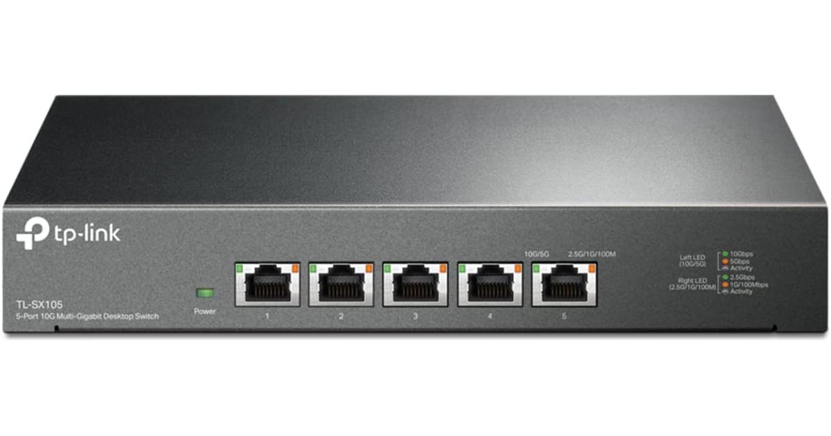 تي بي لينك TL-SX105 | 5 منافذ 10G/Multi-Gig محول إيثرنت غير مُدار | سطح المكتب/التثبيت على الحائط | التوصيل والتشغيل | بدون مروحة | غلاف معدني قوي | سرعة التفاوض التلقائي