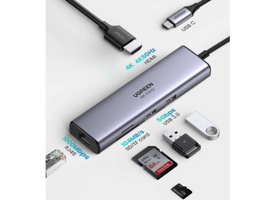 UGREEN CM512 6-in-1 USB Type-C Multifunction Adapter (HDMI / Gigabit Ethernet / Card Reader / USB-A) product thumbnail 2