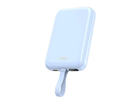 WIWU Wi-P024 10000mAh Magnetic Wireless Charging Power Bank PD 20W Fast Charging Battery Pack with Built-in Cable - Blue product thumbnail 2