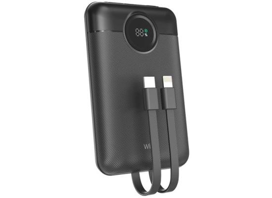 WiWU Wi-P022 Galaxy Power Bank 22.5w, 10000mAh Fast Charging, with Dual Built-in charging cable Type-C + Lightning - Black product thumbnail 2