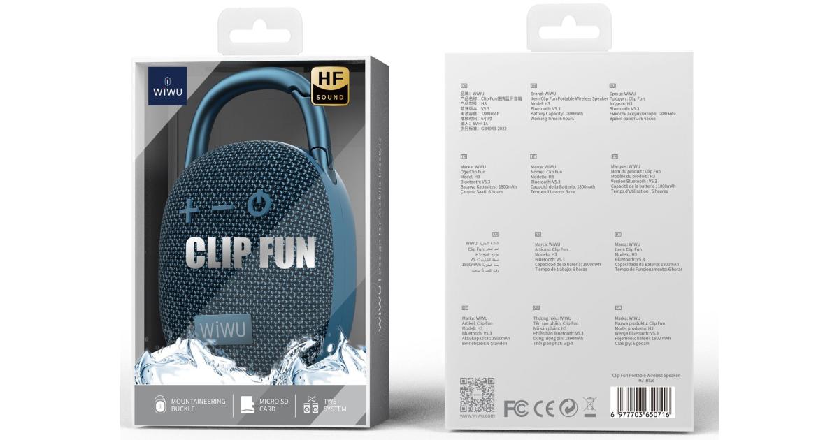 مكبر صوت لاسلكي محمول WiWU H3 Clip Fun - أزرق