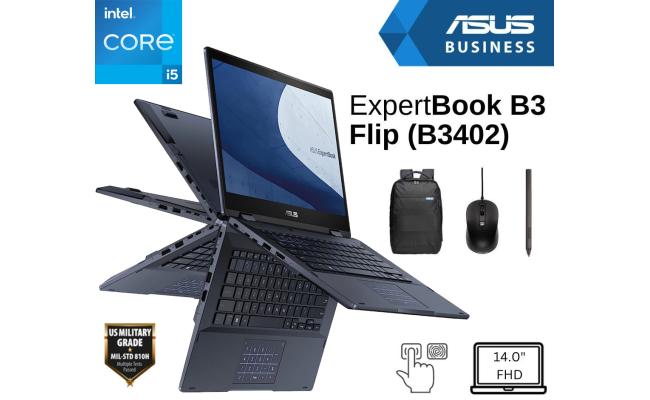Asus ExpertBook B3 Flip B3402FVA Intel 13Gen Intel Core i5 10-Cores Business Class Military-Grade Aluminum 2-in-1 Touch Display