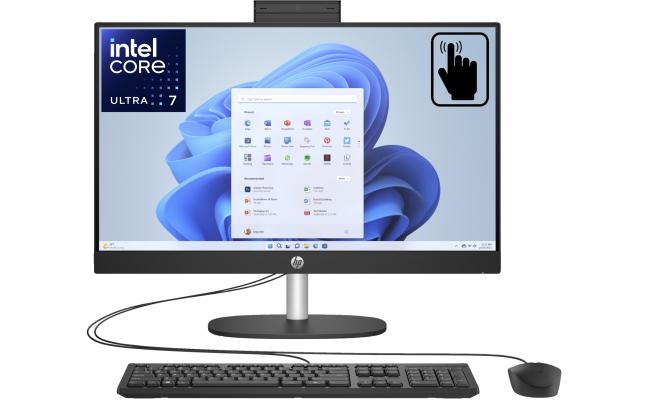 HP All-in-One 24-cr1007ne PC (2024) NEW Intel Core Ultra 7 12-Cores w/ 24" IPS Full HD 99% sRGB Touch Display & DDR5 Memory - Black