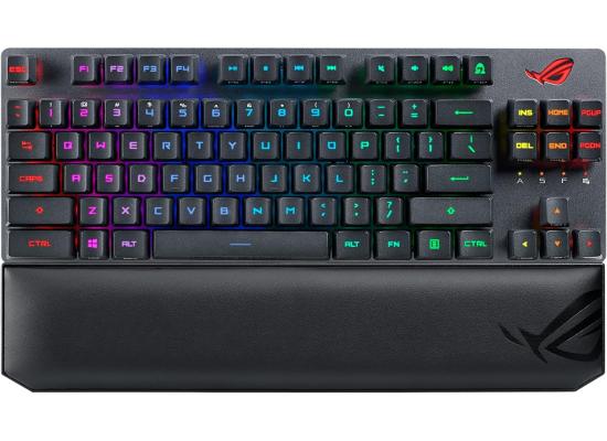 Asus X807 ROG Strix Scope RX TKL Optical Mechanical Wireless Deluxe, RX Red Switch, 1000Hz USB Report Rate, Per-Key RGB LEDs, USB 2.0 / Bluetooth Arabic / Engllish , Black